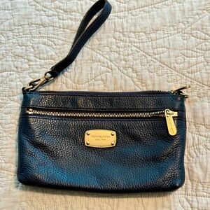 Michael Kors Navy Leather Wristlet